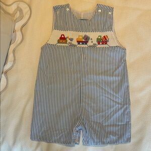 Anavini boys blue striped hand smocked jon jon